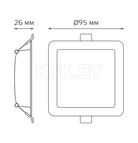 Светильник встраиваемый LED 5,5W 460lm 4000K 170-260V IP20 95х26 мм квадрат (белый) Gauss Elementary Downlight 998420205 (998420205) 