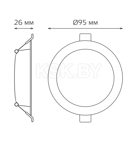 Светильник встраиваемый LED 5W 430lm 4000K 210-240V IP20 95х26 мм круг (белый, 3 шт.) Gauss Elementary Downlight 9100420205T (9100420205T) 