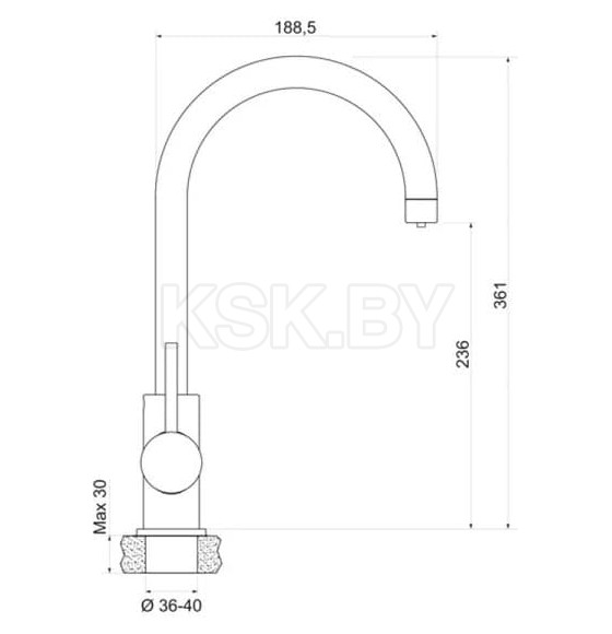 Смеситель для кухни Granula под фильтр, графит, GR-3509L (GR-3509L) 