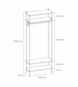 Прихожая 34 "НеШкаф" (системы открытого хранения), 825х365х2065, цвет черный