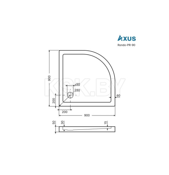 Душевой поддон Axus Rondo-PR-90 (90*90*5) (PR-90) 