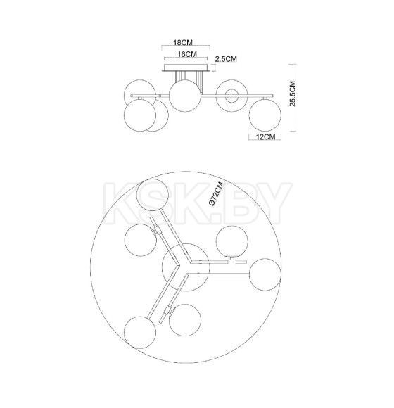Люстра потолочная Arte Lamp GEMINI A2243PL-6BK (A2243PL-6BK) 