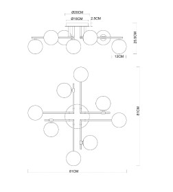 Люстра потолочная Arte Lamp GEMINI A2243PL-8BK