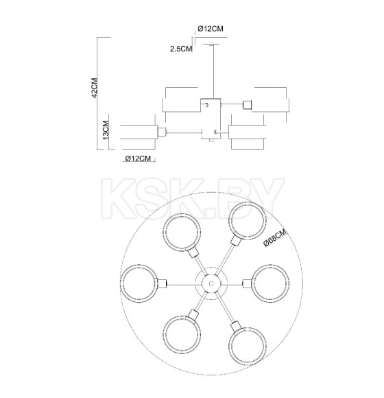 Люстра на штанге Arte Lamp CARLO A8205SP-6BK (A8205SP-6BK) 