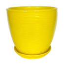 Горшок для цветов керамический с подставкой 1,0 л Пашня желтая (13с5) 