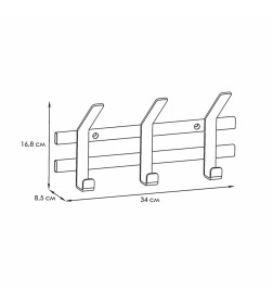 Вешалка настенная "ТОРОНТО 3" 340х85х168мм, цвет чёрный