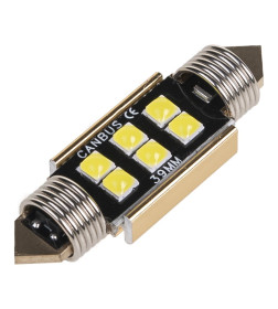 Автолампа диод T11 (C5W) 12V 6 SMD 1-конт 39 мм комплект 2 шт. (белая) SKYWAY CAN BUS S08201479