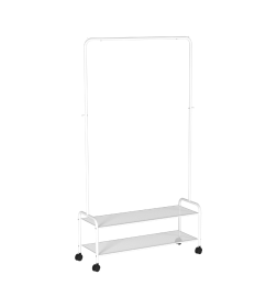 Вешалка гардеробная "Валенсия 32М" с двумя полками, на колёсах 915х310х1620мм, цвет белый