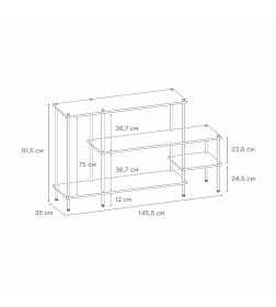 Система стеллажей этажерка 64 "НеШкаф" (системы открытого хранения), 1455х350х915мм, цвет белый