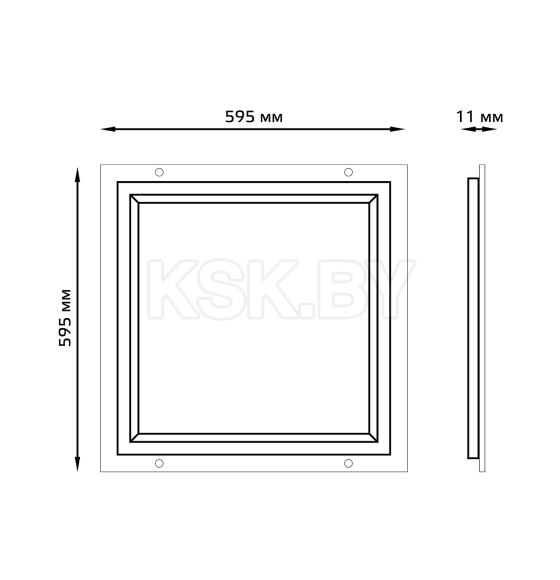 Рамка-светильник LED 36W 3150lm 4000K IP40 595х595х11 мм Gauss Frame light 975624236 (975624236) 