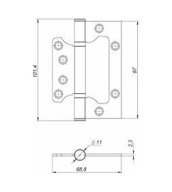 Петля универасальная без врезки Ajax  IN4000W SN (100/P-2B 100*2.3) матовый никель (упаковка 1шт.)