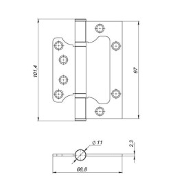 Петля универасальная без врезки Ajax  IN4000W BL (100/P-2B 100*2.3) черный (упаковка 1 шт.)