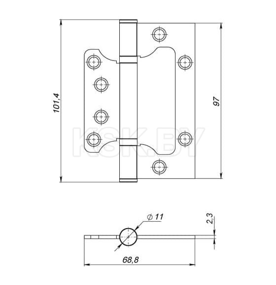 Петля универасальная без врезки Ajax  IN4000W BL (100/P-2B 100*2.3) черный (упаковка 1 шт.) (45305) 