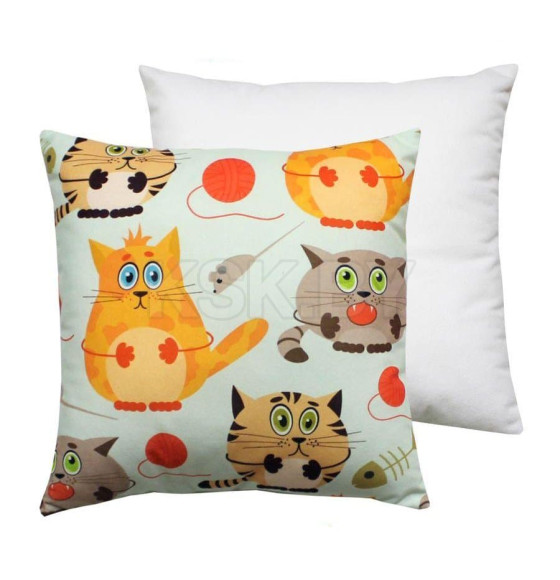 Подушка декоративная MATEX FANTASY. КОТЫ И КЛУБКИ. Размер: 33x33 Цвет: Молочный, коричневый (31-161) 