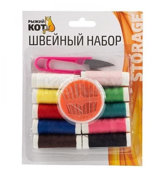 Швейный набор - 10 катушек, ножницы, иголки (104563) 