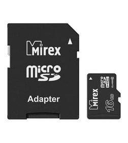 Карта памяти MicroSDHC 16Gb Class 10 (с адаптером) MIREX 13613-AD10SD16