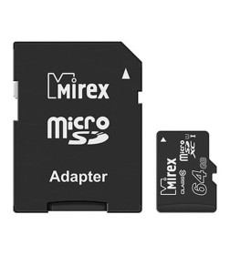 Карта памяти MicroSDXC 64Gb Class 10 UHS-I (с адаптером) MIREX 13613-AD10SD64