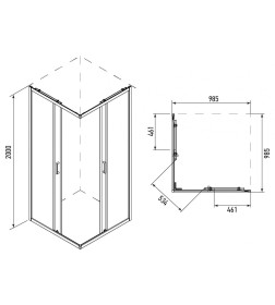 Душевой уголок IVA 100x100x200 / E4SB100T (тонированное стекло)