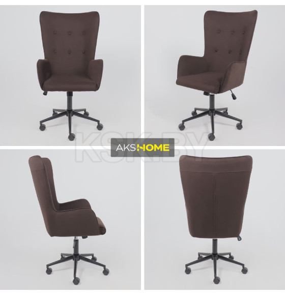 Кресло поворотное BELLA XL black, Velutto 24, велюр/темный шоколад (118421) 
