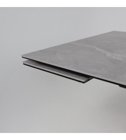 Стол МОНАКО NEW,керамика 0 кат. 1600(2240)*900, Камень серый Greys Grey/Черный матовый