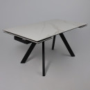Стол МОНАКО NEW,керамика 0 кат. 1600(2240)*900, Камень белый Greys White/Черный матовый (117043)