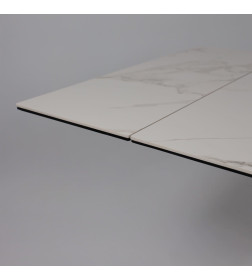 Стол МОНАКО NEW,керамика 0 кат. 1600(2240)*900, Камень белый Greys White/Черный матовый