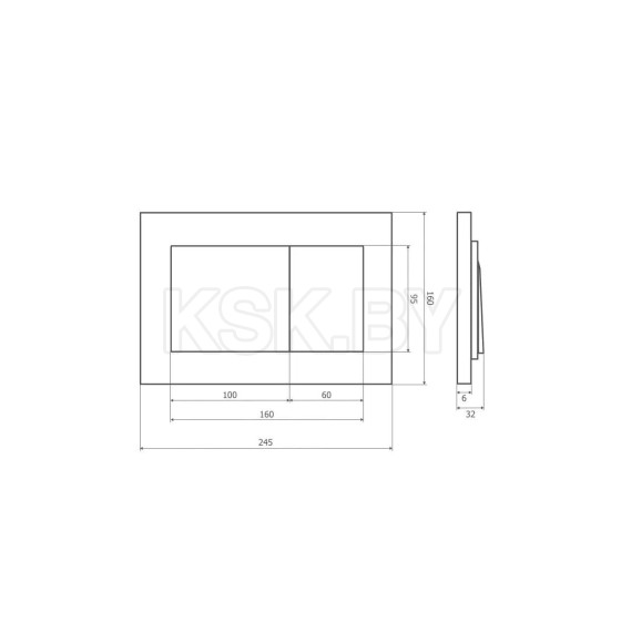 Кнопка для инсталляции Axus 097LS Slim (сатин) (097LS) 