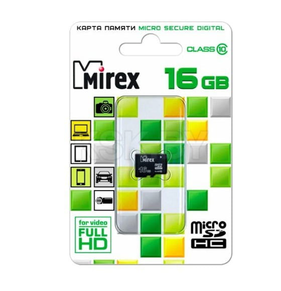 Карта памяти MicroSDHC 16Gb Class 10 MIREX 13612-MC10SD16 (13612-MC10SD16) 