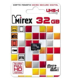 Карта памяти MicroSDHC 32Gb Class 10 UHS-I MIREX 13612-MCSUHS32