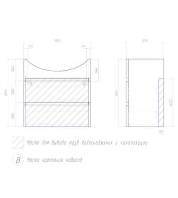 Тумба подвесная Vigo Wing 600-0-2 дуб золотой под умывальник Балтика