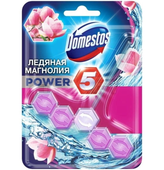 Блок для очищения унитаза DOMESTOS Power 5 Ледяная магнолия 55г