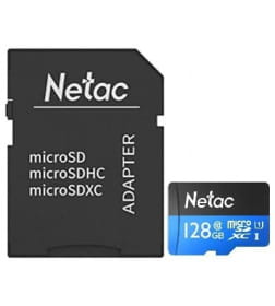 Карта памяти MicroSDXC 128GB U1/C10 (с адаптером) Netac P500 Standard NT02P500STN-128G-R