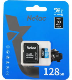 Карта памяти MicroSDXC 128GB U1/C10 (с адаптером) Netac P500 Standard NT02P500STN-128G-R