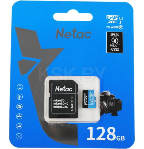 Карта памяти MicroSDXC 128GB U1/C10 (с адаптером) Netac P500 Standard NT02P500STN-128G-R (NT02P500STN-128G-R) 