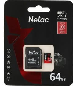 Карта памяти MicroSDXC 64GB V30/A1/C10 (с адаптером) Netac P500 Extreme Pro NT02P500PRO-064G-R