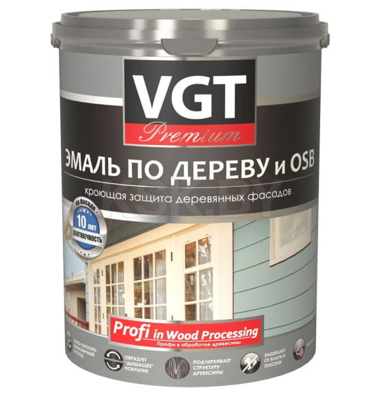 Эмаль VGT ВД-АК-1179 по дереву "Профи", стальной серый, 2,5 кг