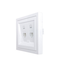 Розетка компьютерная двойная RJ45+RJ45 белая ZIMA Lezard