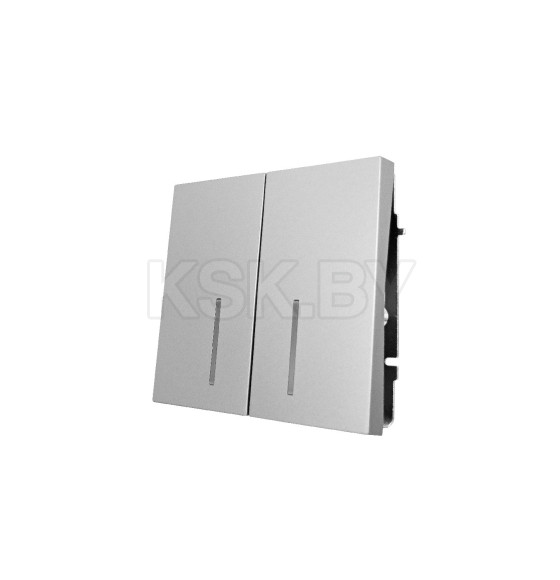 Выключатель 2-кл с подсветкой серый матовый ZIMA Lezard (704-7488-112QC) 