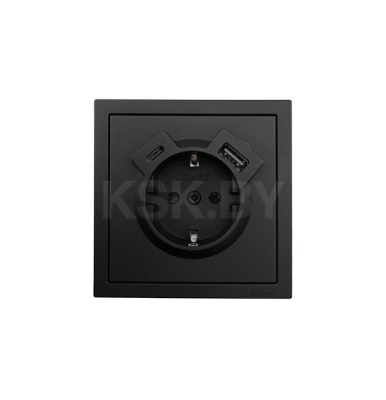Розетка 1-я с з/к TC+USB черный бархат ZIMA Lezard (704-4288-181TC) 