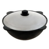 Казан узбекский чугунный с алюминиевой крышкой (плоское дно)  4,5л