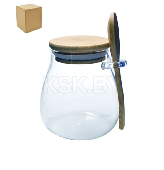 Банка для сыпучих продуктов (0,46 л) (101753) с бамбук. крышкой и ложкой,  (101753) 