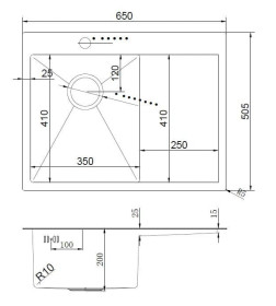 Мойка ARFEKA AF 650*500 L SATIN