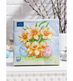 Салфетки декоративные 33 х 33 см, 3 слоя, 20 шт.  "Пасхальные утята" 57649 Art Bouquet
