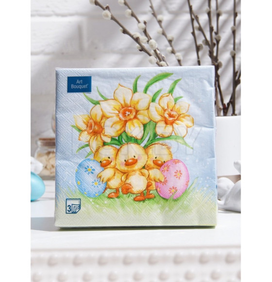 Салфетки декоративные 33 х 33 см, 3 слоя, 20 шт.  "Пасхальные утята" 57649 Art Bouquet (57649) 