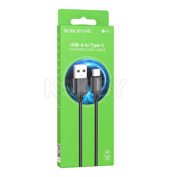 Кабель USB BOROFONE BX87 Sharp USB - Type-C, 3A, 1 м, черный