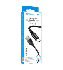 Кабель USB BOROFONE BX54 Ultra bright USB - Type-C, 2.4А, 1 м, черный