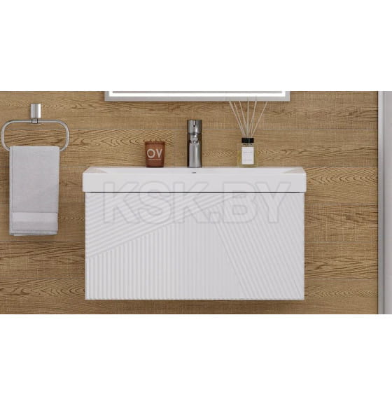 Тумба подвесная Velvex Edge 700-0-1 белый глянец под умывальник 9696 (tp.EDG.9696.70.1Y белый глянец) 