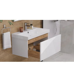 Тумба подвесная Velvex Edge 700-0-1 белый глянец под умывальник 9696