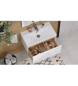 Тумба подвесная Velvex Edge 700-0-1 белый глянец под умывальник 9696