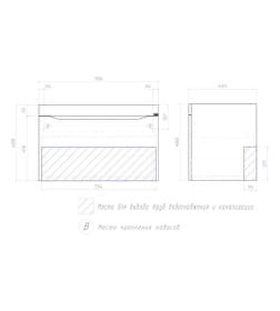 Тумба подвесная Vigo Grani 800-0-1 дуб золотой под умывальник Como